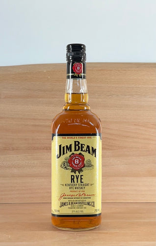 Jim Beam Kentucky Straight Rye Whiskey (older style bottle, “little” RYE, 7 generation, black cap)