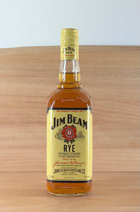 Jim Beam Rye (older style bottle, “little” RYE, 7 generation, yellow cap)