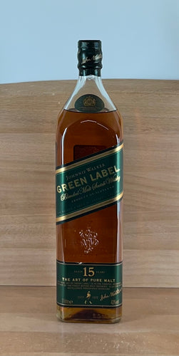 Johnnie Walker 15 yo Green Label Blended Malt Scotch Whisky (1000 mL, older bottling, no box)